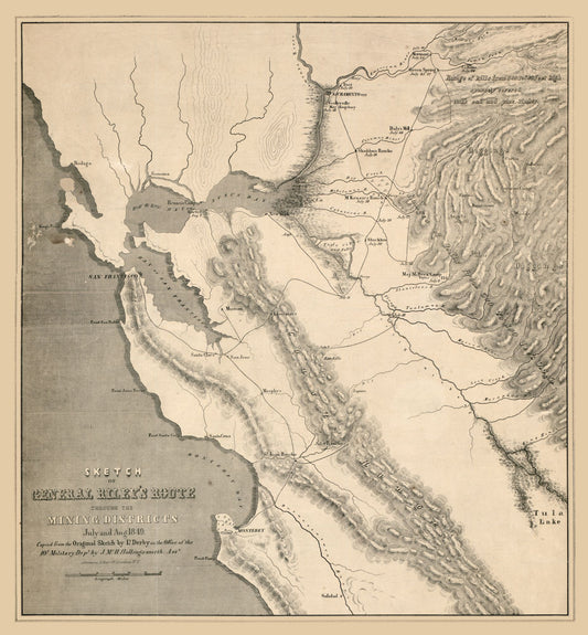 Historic Mine Map - California Mining Districts - Derby 1849 - 23 x 24.82 - Vintage Wall Art