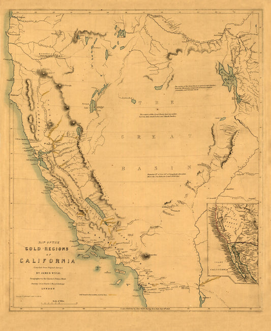 Historic Mine Map - California Gold Regions - Wyld 1849 - 23 x 28.01 - Vintage Wall Art