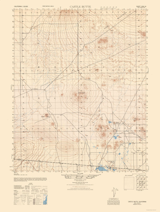 Topographical Map - Castle Butte Sheet - US Army 1943 - 23 x 30.37 - Vintage Wall Art