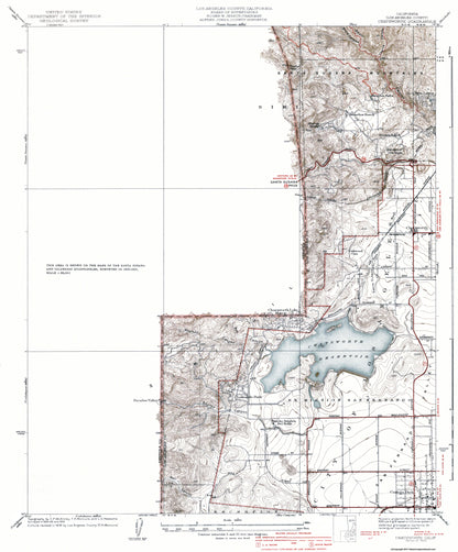 Topographical Map - Chatsworth California Quad - USGS 1940 - 23 x 27.77 - Vintage Wall Art