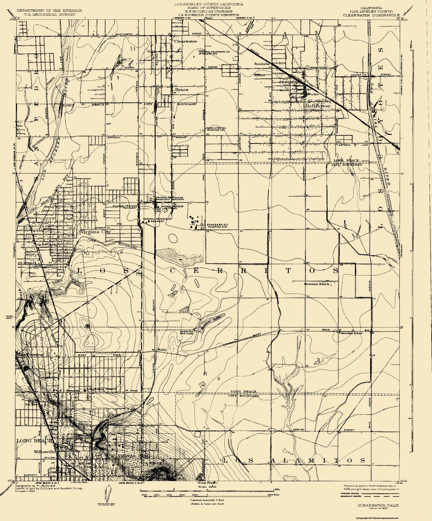 Topographical Map - Clearwater California Quad - USGS 1925 - 23 x 27.69 - Vintage Wall Art