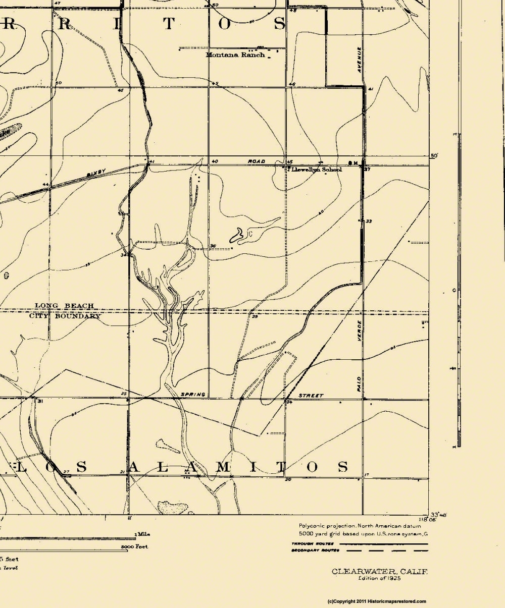 Topographical Map - Clearwater California Quad - USGS 1925 - 23 x 27.69 - Vintage Wall Art