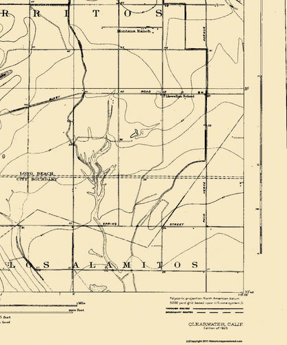 Topographical Map - Clearwater California Quad - USGS 1925 - 23 x 27.69 - Vintage Wall Art