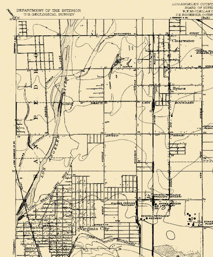 Topographical Map - Clearwater California Quad - USGS 1925 - 23 x 27.69 - Vintage Wall Art