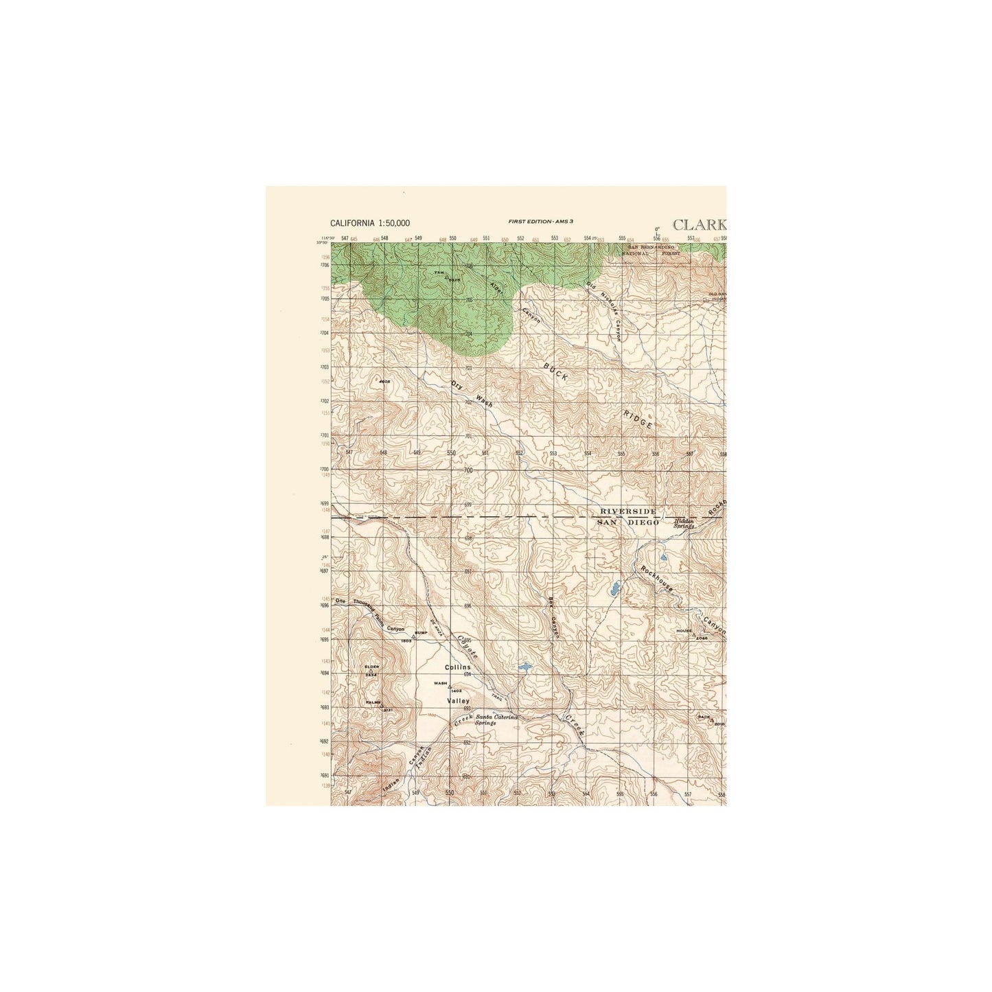 Topographical Map - Clark Lake Sheet - US Army 1942 - 23 x 30.92 - Vin ...