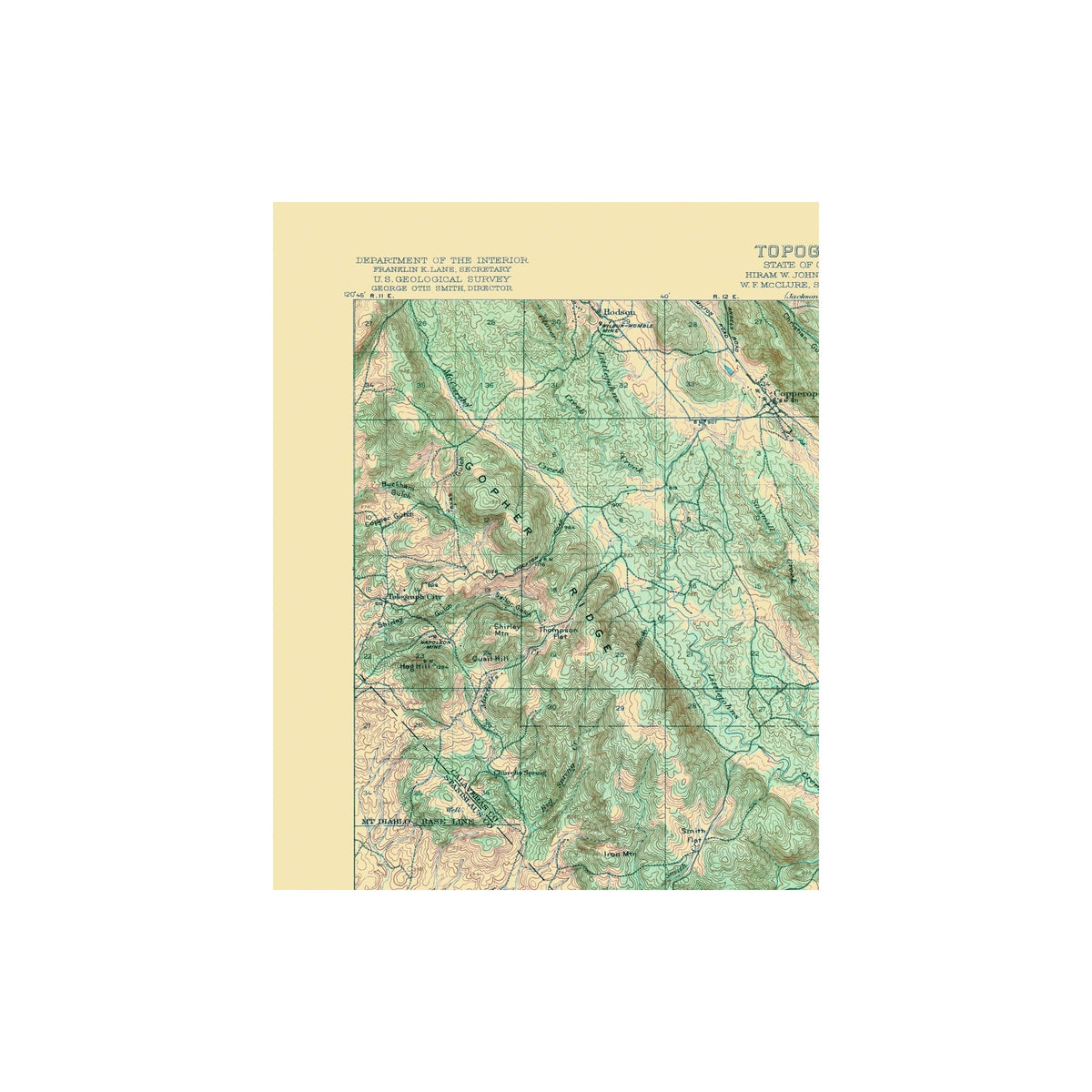 Copperopolis Map Topographical Map - Copperopolis California Quad - USGS 1916 - 23 x 28 ...