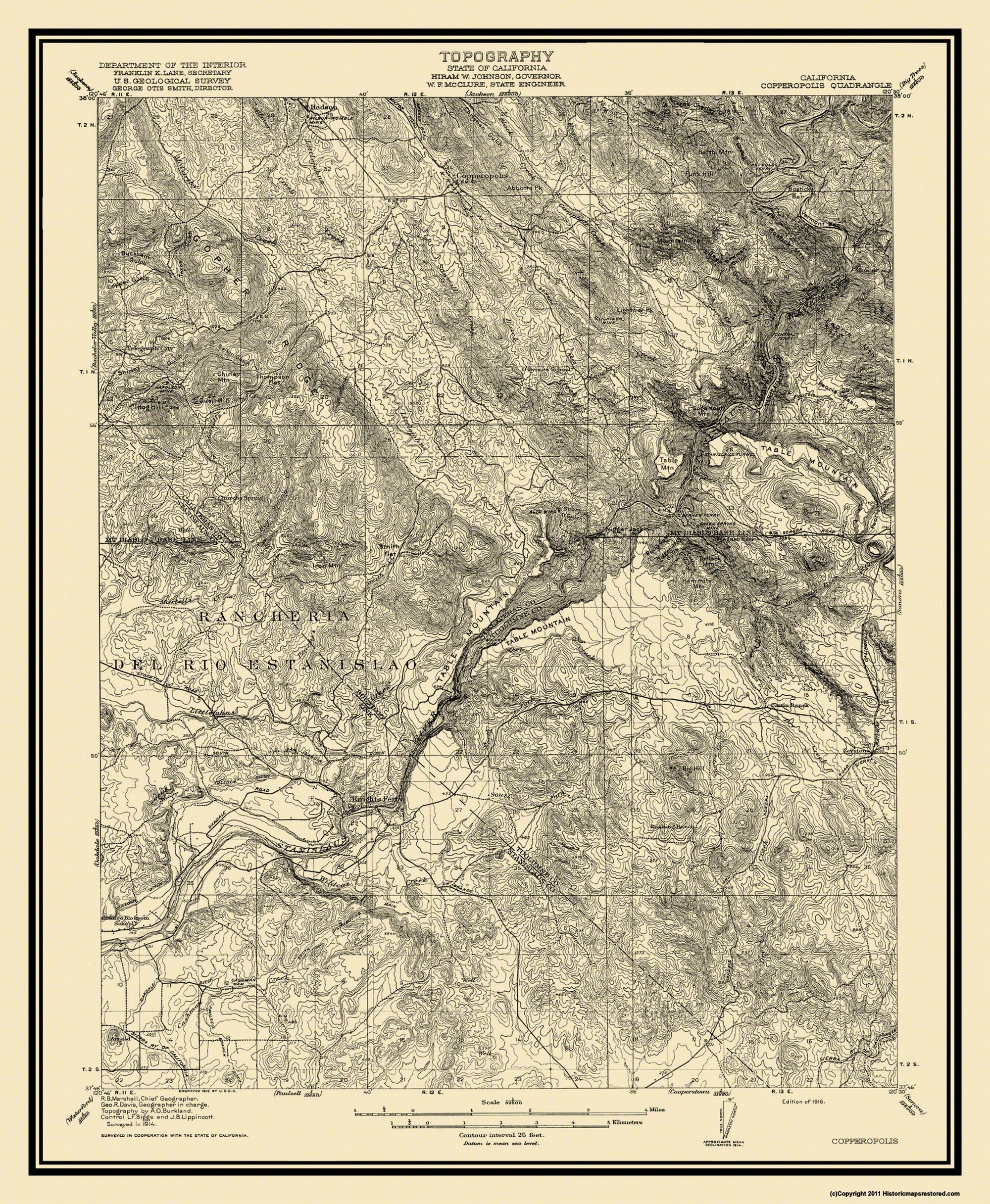 Copperopolis Map Topographical Map - Copperopolis California Quad - USGS 1916 - 23 x 28 ...
