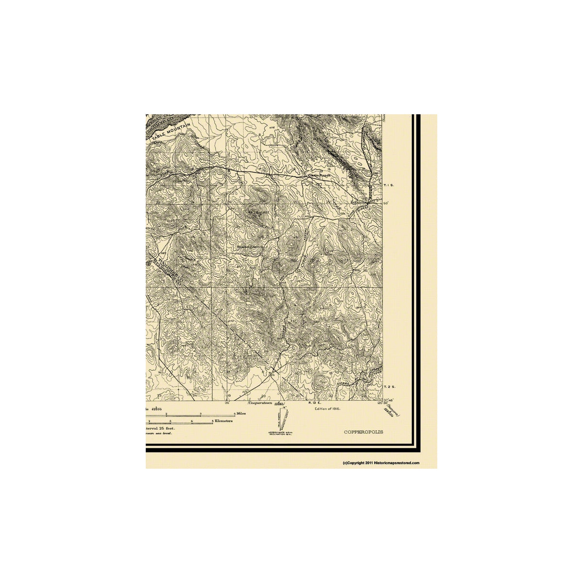 Copperopolis Map Topographical Map - Copperopolis California Quad - USGS 1916 - 23 x 28 ...