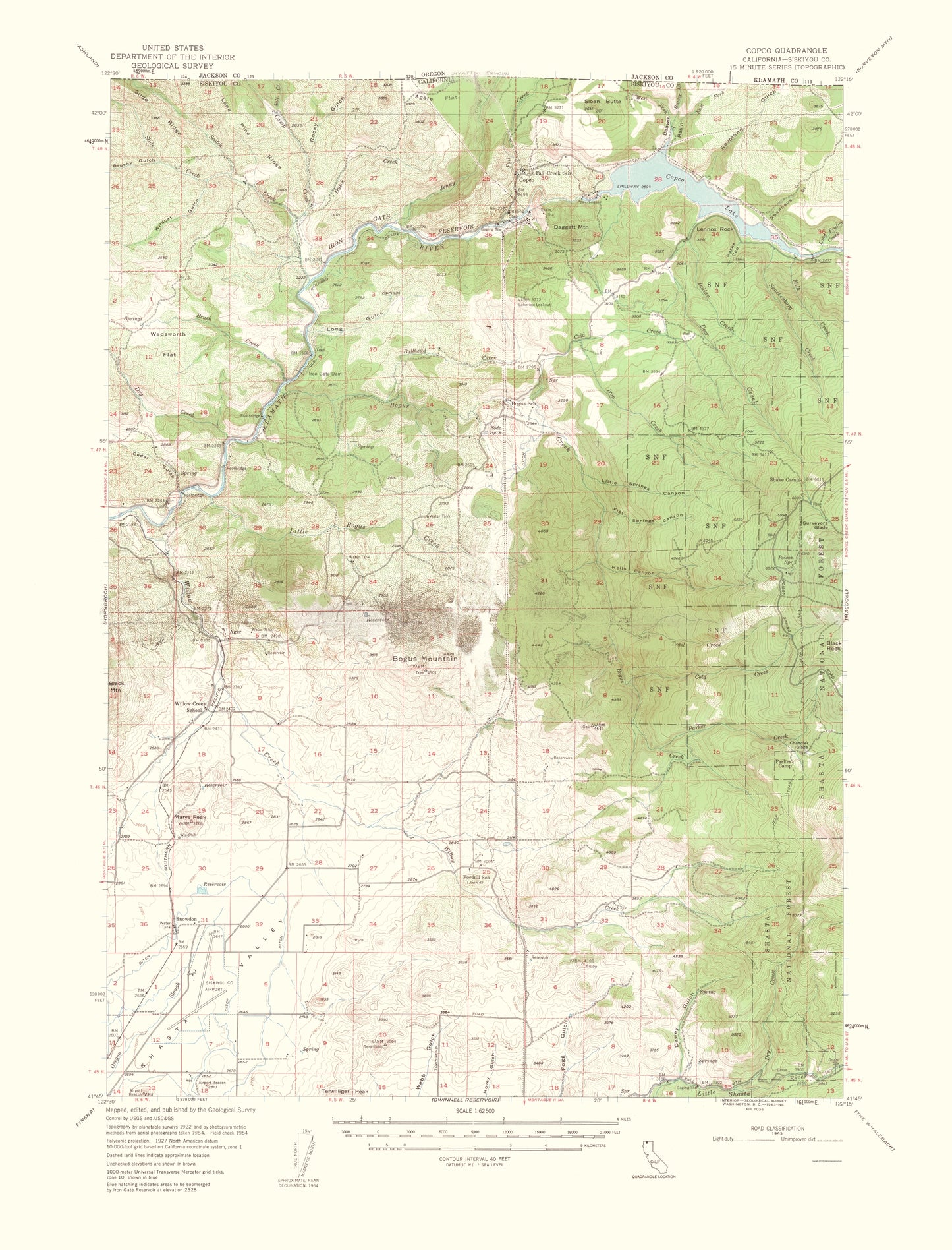 Topographical Map - Copca California Quad - USGS 1963 - 23 x 30.17 - Vintage Wall Art