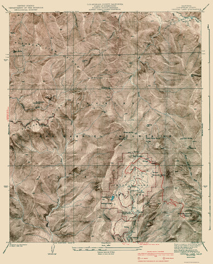 Topographical Map - Crystal Lake California Quad - Nessler 1941 - 23 x 28.54 - Vintage Wall Art