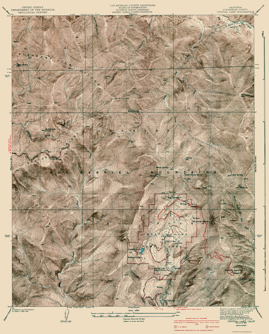 Topographical Map - Crystal Lake California Quad - Nessler 1941 - 23 x 28.54 - Vintage Wall Art