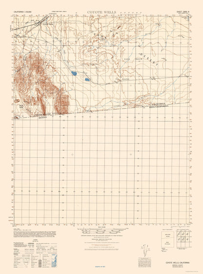 Topographical Map - Coyote Wells Sheet - US Army 1944 - 23 x 30.96 - Vintage Wall Art