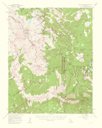 Topographical Map - Devils Postpile California Quad - USGS 1963 - 23 x 28.87 - Vintage Wall Art