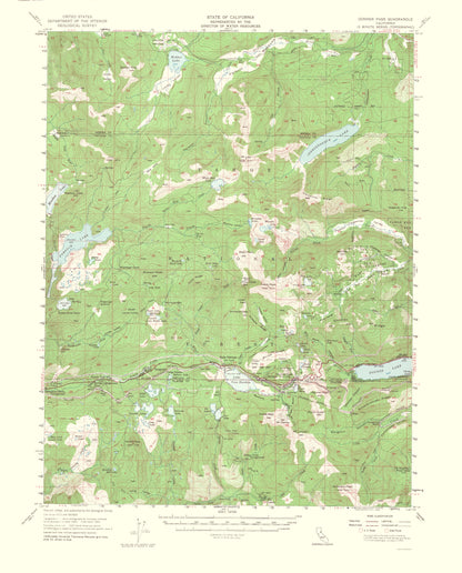 Topographical Map - Donner Pass California Quad - USGS 1964 - 23 x 28.52 - Vintage Wall Art