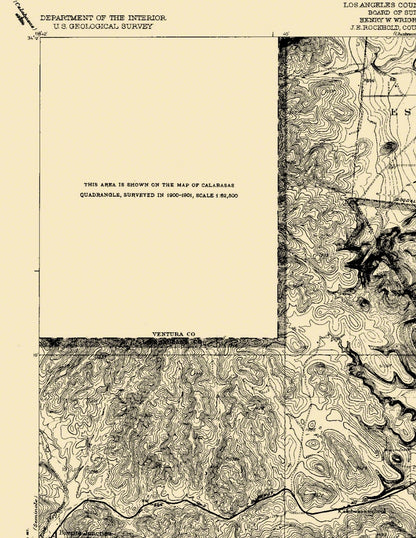 Topographical Map - Dry Canyon California Quad - USGS 1932 - 23 x 29.77 - Vintage Wall Art