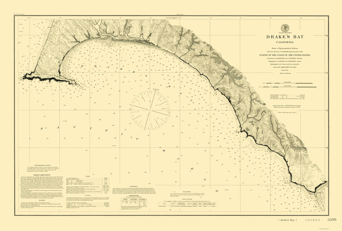 Historic Nautical Map - Drakes Bay - USGS 1883 - 23 x 34.01 - Vintage Wall Art