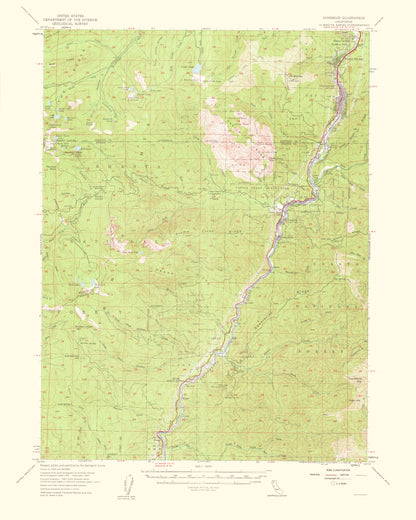 Topographical Map - Dunsmuir California Quad - USGS 1960 - 23 x 28.73 - Vintage Wall Art