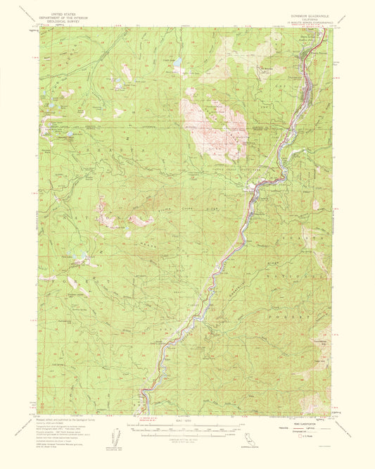 Topographical Map - Dunsmuir California Quad - USGS 1960 - 23 x 28.73 - Vintage Wall Art