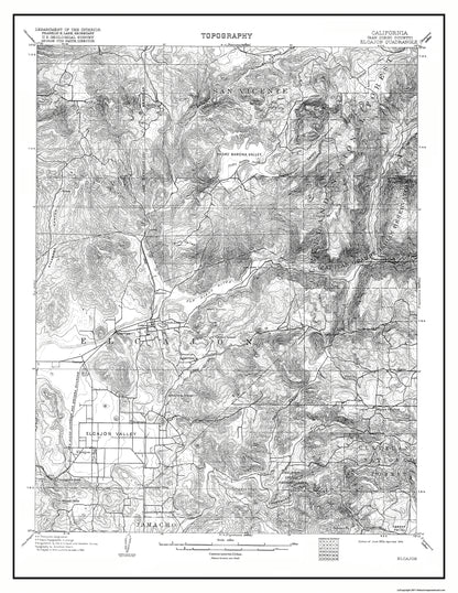 Topographical Map - El Cajon California Quad - USGS 1903 - 23 x 29.77 - Vintage Wall Art