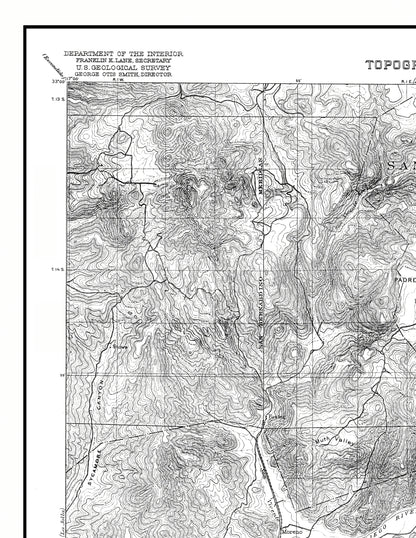 Topographical Map - El Cajon California Quad - USGS 1903 - 23 x 29.77 - Vintage Wall Art