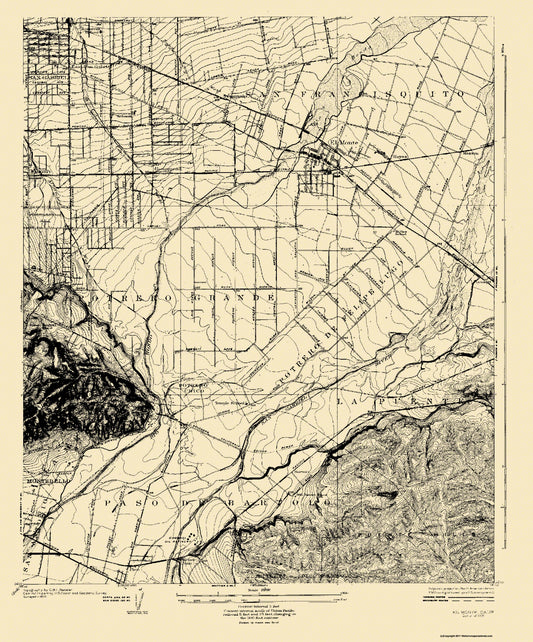 Topographical Map - El Monte California - USGS 1926 - 23 x 27.72 - Vintage Wall Art