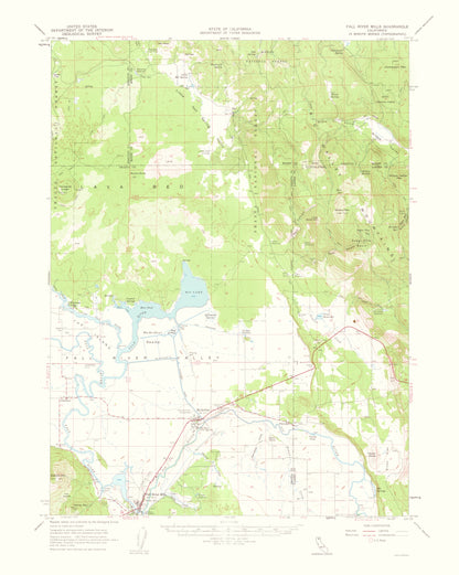 Topographical Map - Fall River Mills California Quad - USGS 1963 - 23 x 28.82 - Vintage Wall Art