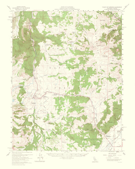 Topographical Map - Fales Hot Springs California Quad - USGS 1964 - 23 x 28.74 - Vintage Wall Art