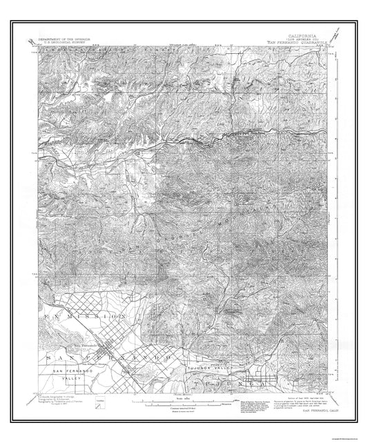 Topographical Map - San Fernando California Quad - USGS 1900 - 23 x 27.69 - Vintage Wall Art