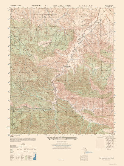 Topographical Map - Fox Mountain Sheet - US Army 1944 - 23 x 30.67 - Vintage Wall Art