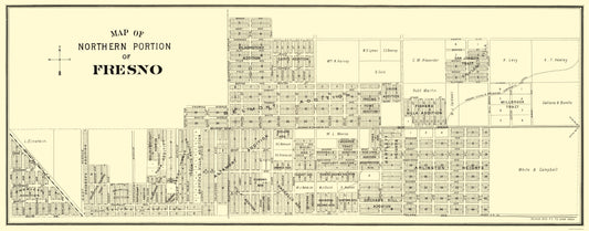 Historic City Map - Fresno Northern California - Thomas 1892 - 23 x 58.68 - Vintage Wall Art