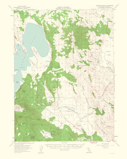 Topographical Map - Fredonyer Peak California Quad - USGS 1963 - 23 x 28.67 - Vintage Wall Art