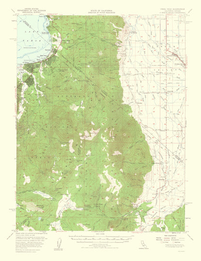 Topographical Map - Freel Peak California Quad - USGS 1961 - 23 x 29.87 - Vintage Wall Art