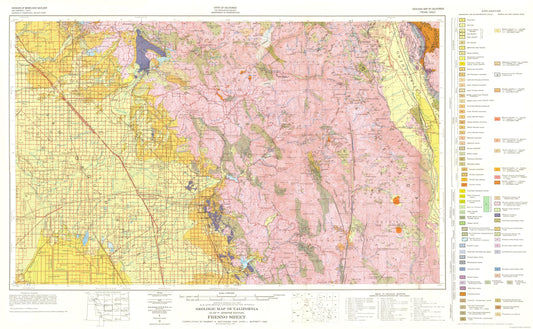 Historic Mine Map - Fresno California Geologic Sheet - Matthews 1961 - 37.28 x 23 - Vintage Wall Art