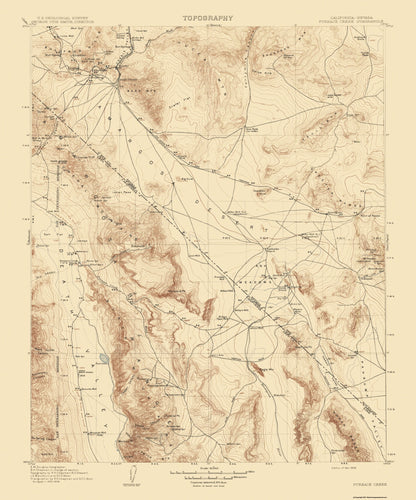 Topographical Map - Furnace Creek California Nevada Quad - USGS 1908 - 23 x 27.63 - Vintage Wall Art