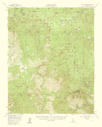 Topographical Map - Giant Forest California Quad - USGS 1961 - 23 x 28.73 - Vintage Wall Art