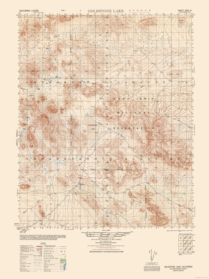 Topographical Map - Goldstone Sheet - US Army 1948 - 23 x 30.62 - Vintage Wall Art