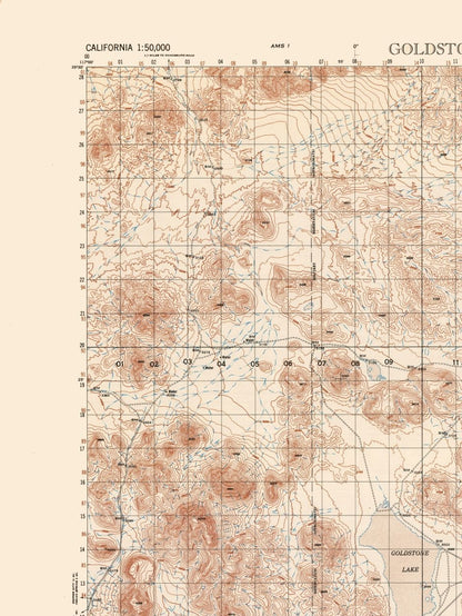 Topographical Map - Goldstone Sheet - US Army 1948 - 23 x 30.62 - Vintage Wall Art