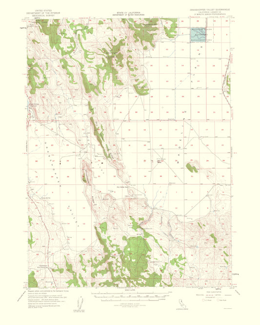 Topographical Map - Grasshopper Valley California Quad - USGS 1963 - 23 x 28.72 - Vintage Wall Art