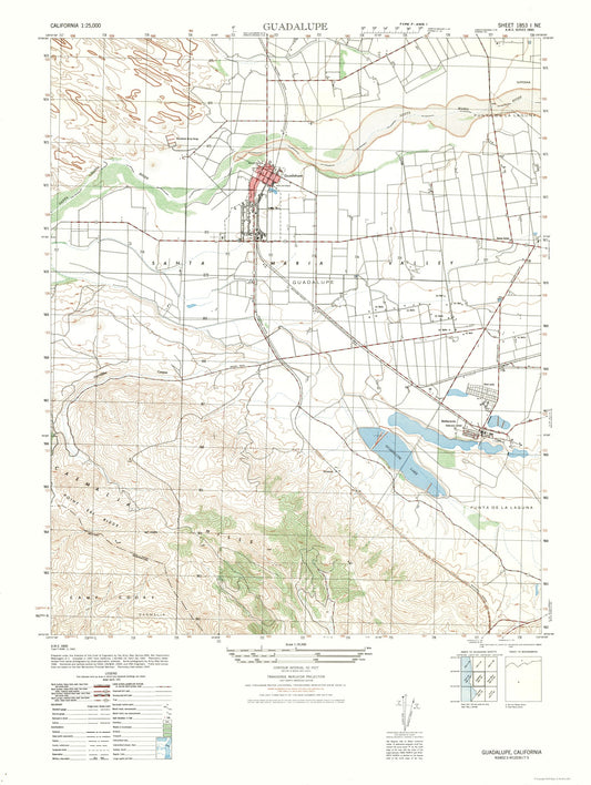 Topographical Map - Guadalupe Sheet - US Army 1947 - 23 x 30.54 - Vintage Wall Art