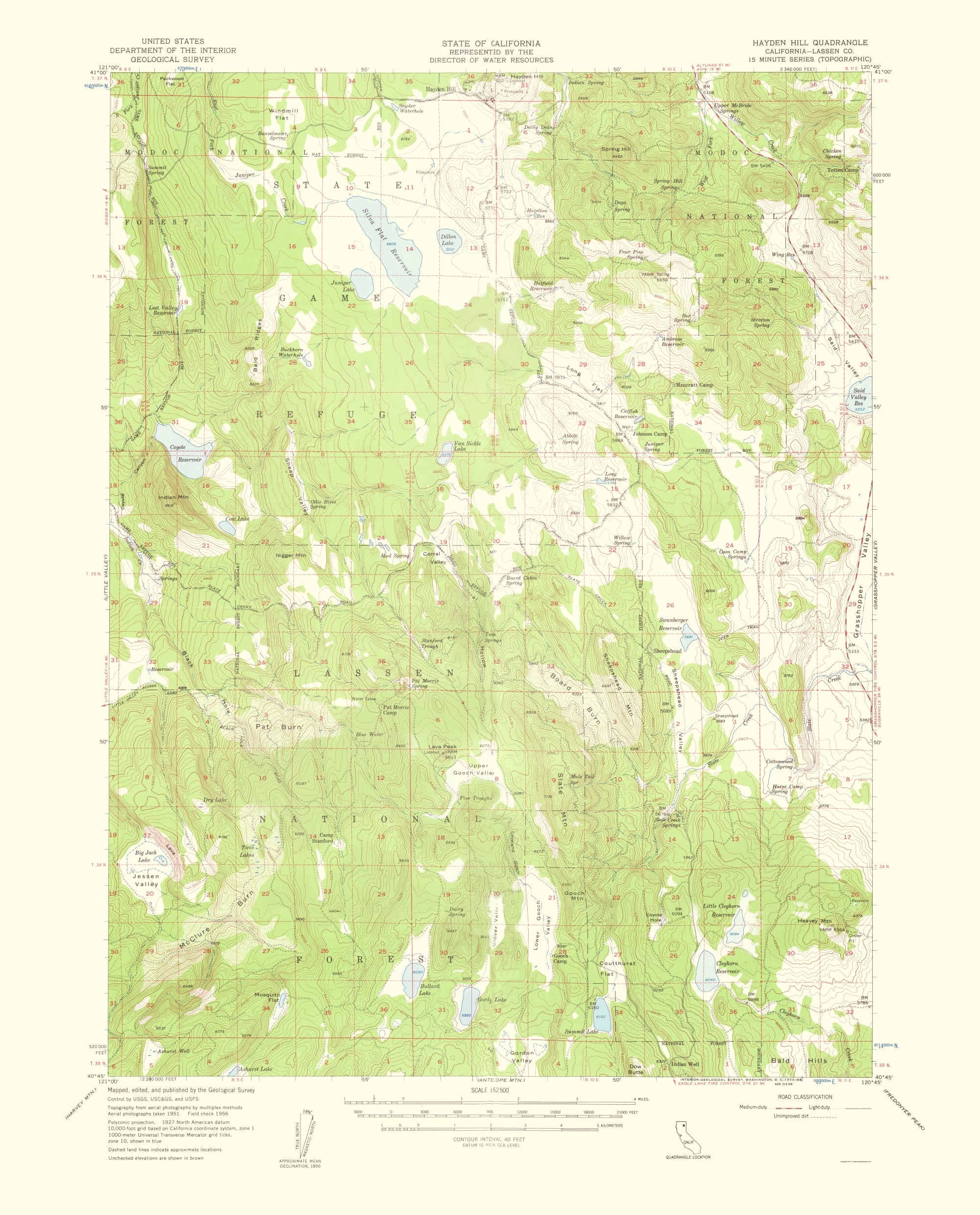 Topographical Map - Hayden Hill California Quad - USGS 1959 - 23 x 28 ...