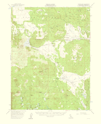 Topographical Map - Harvey Mountain California Quad - USGS 1961 - 23 x 28.37 - Vintage Wall Art