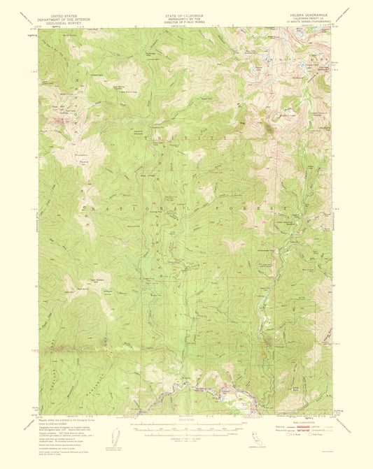 Topographical Map - Helena California Quad - USGS 1959 - 23 x 28.93 - Vintage Wall Art