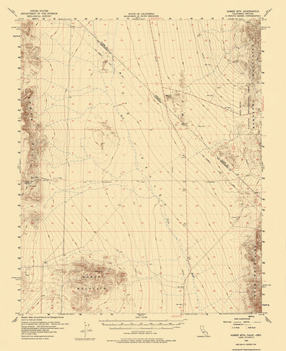 Topographical Map - Homer Mt California Nevada Quad - USGS 1956 - 23 x 28.25 - Vintage Wall Art