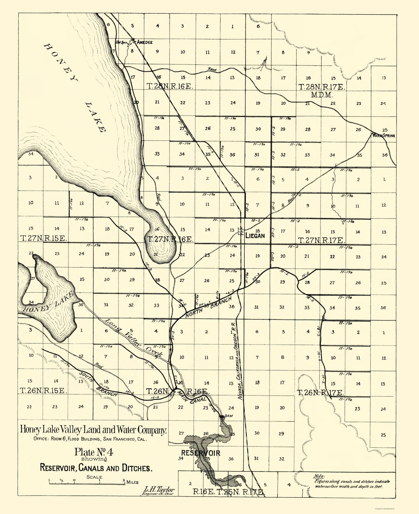 Historic Nautical Map - Honey Lake - Taylor 1891 - 23 x 28.43 - Vintage Wall Art