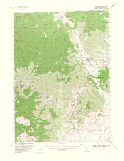 Topographical Map - Hornbrook California Quad - USGS 1964 - 23 x 29.91 - Vintage Wall Art