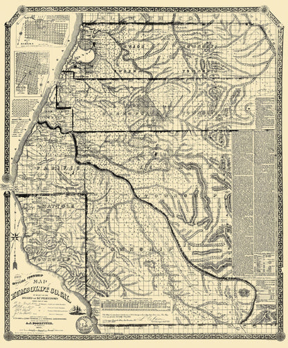 Historic County Map - Humboldt County California - Doolittle 1865 - 23 x 27.81 - Vintage Wall Art