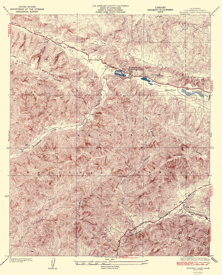 Topographical Map - Hughes Lake California Quad - USGS 1937 - Vintage ...