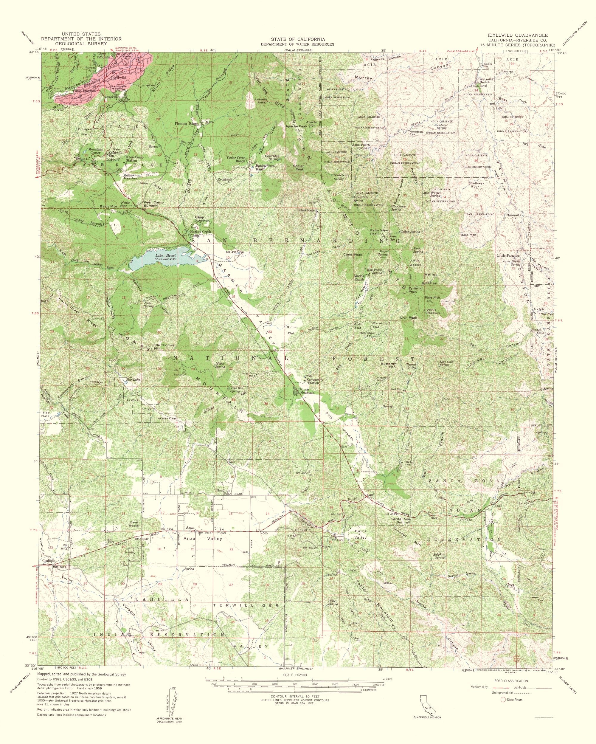 Topographical Map - Idyllwild California Quad - USGS 1963 - 23 x 28.70 ...