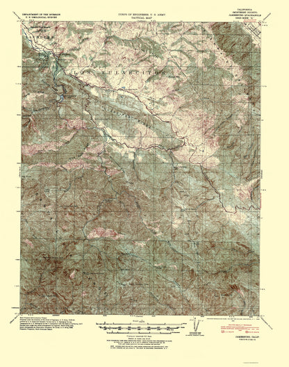 Topographical Map - Jamesburg California Quad - USGS 1940 - 23 x 29.30 - Vintage Wall Art