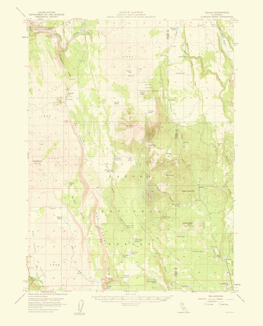 Topographical Map - Jellico California Quad - USGS 1959 - 23 x 28.54 - Vintage Wall Art